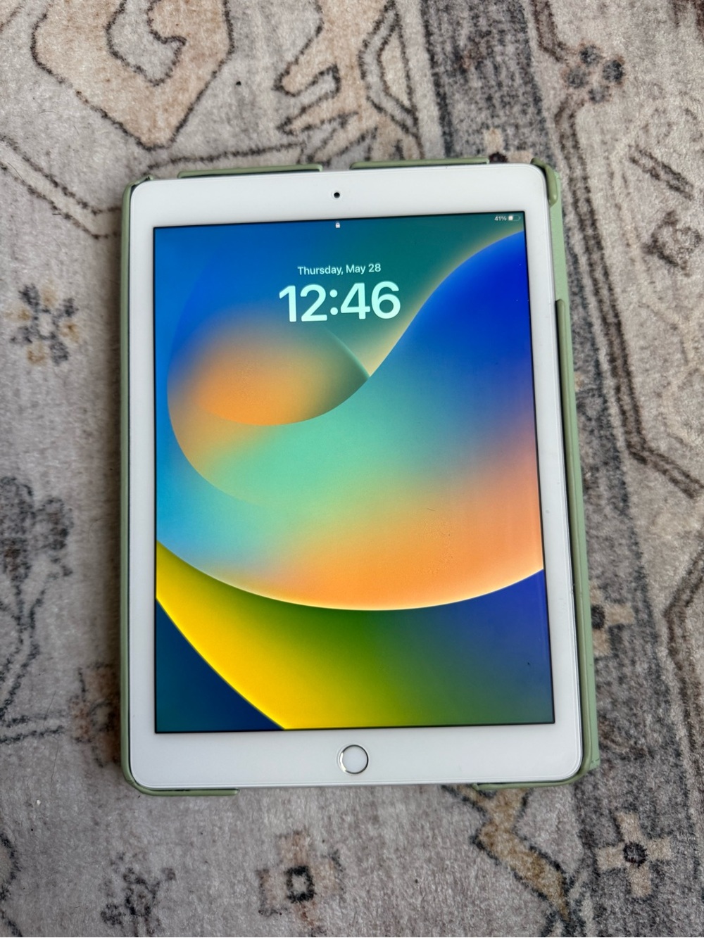 Apple iPad in White Front with Light Green Case
